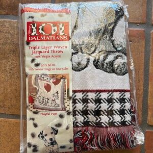VTG Disney 101 Dalmatians Red and Black Jacquard Throw